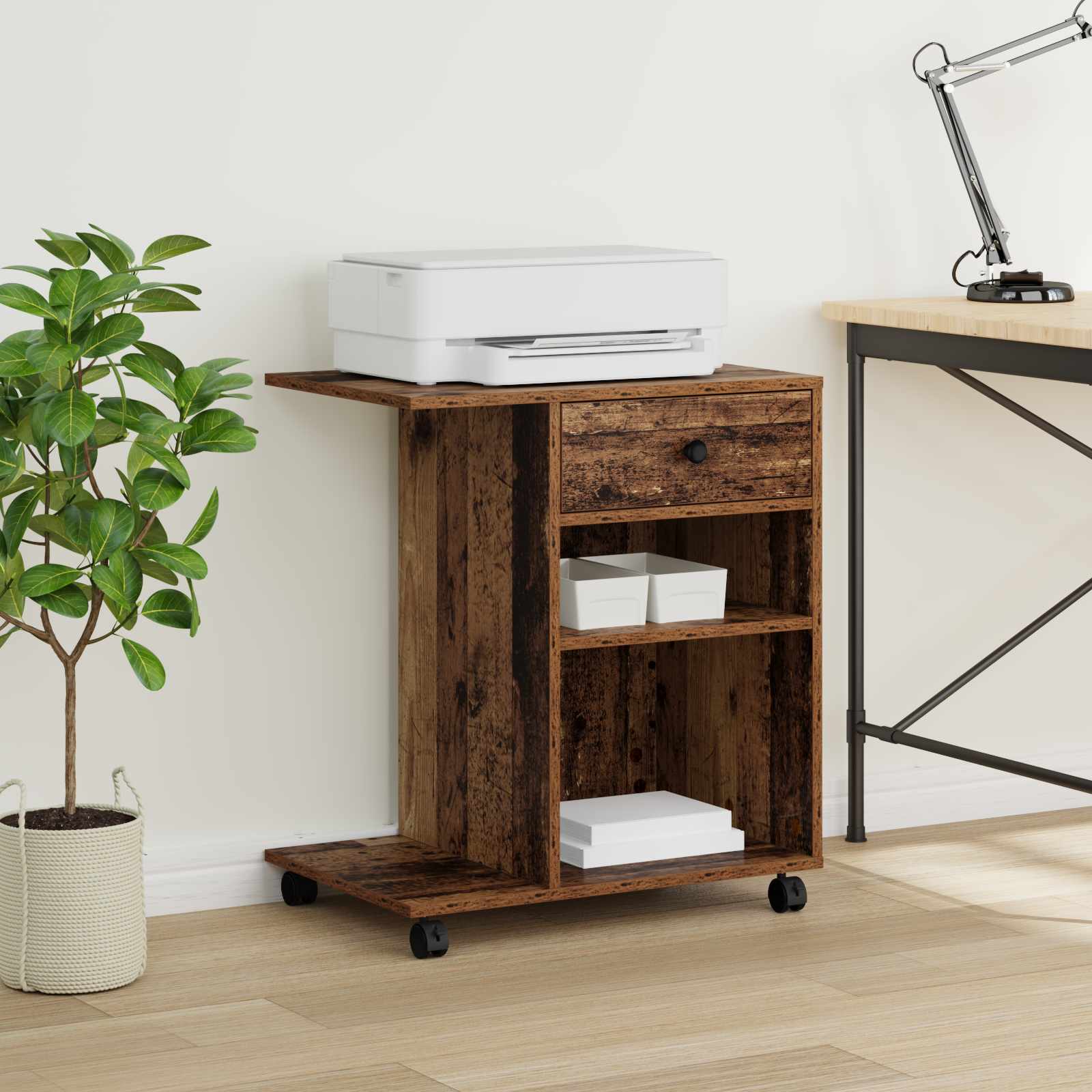vidaXL Druckerständer Uni Altholz 60 x 40 x 68.5 cm Holzwerkstoff