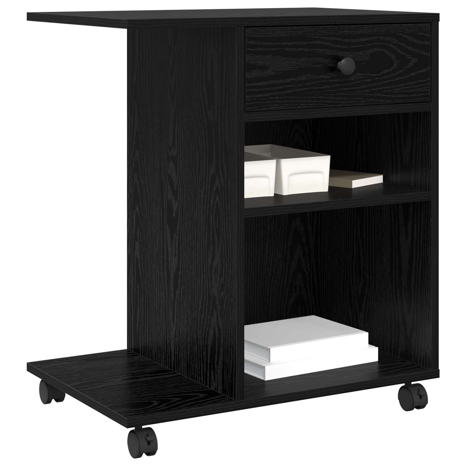 vidaXL Druckerständer Uni Schwarz Eichen-Optik 60 x 40 x 68.5 cm