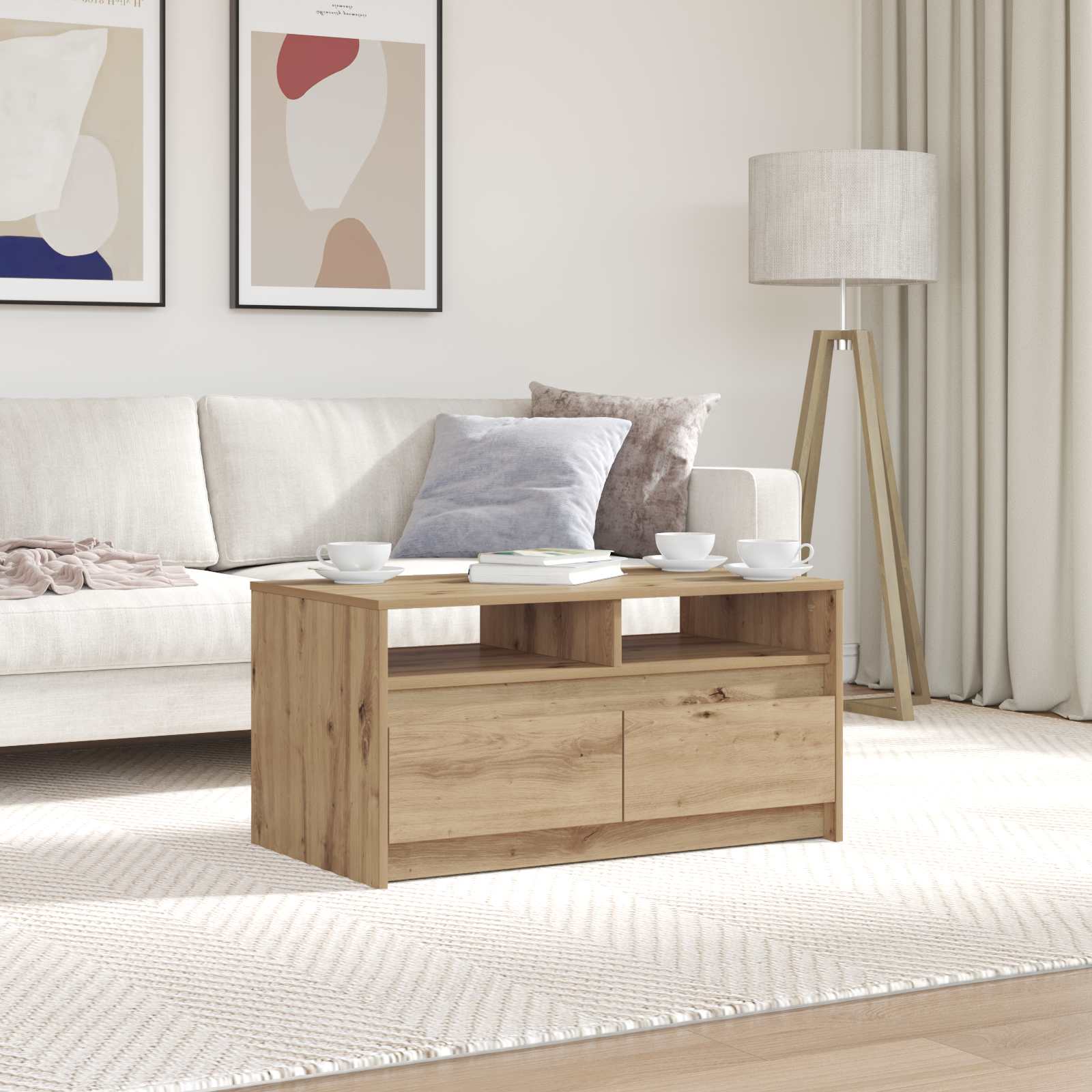 vidaXL Couchtisch Kunsthandwerk Eiche 90 x 50 x 45 cm Holzwerkstoff