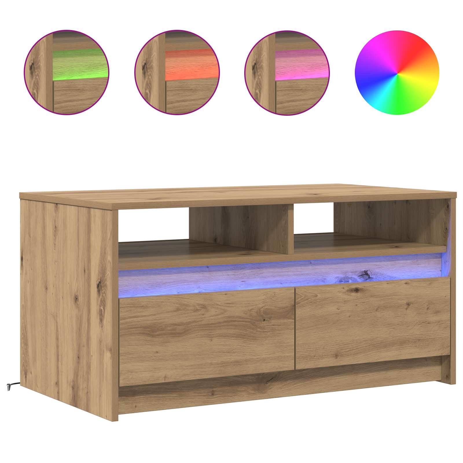vidaXL Couchtisch Kunsthandwerk Eiche 90 x 50 x 45 cm Holzwerkstoff