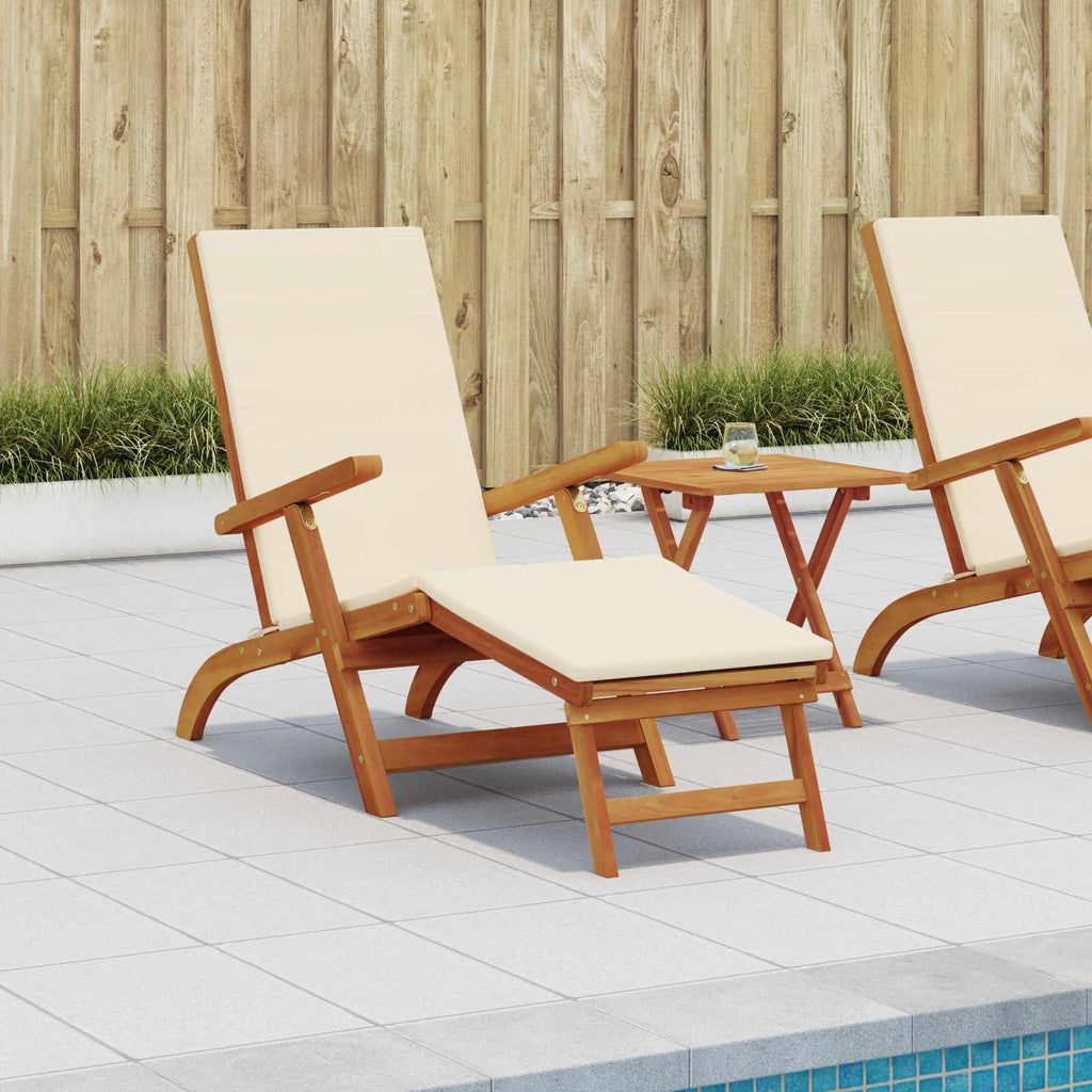 vidaXL Liegestuhl zum Verstellen und Klappen 2 pcs Cremeweiß