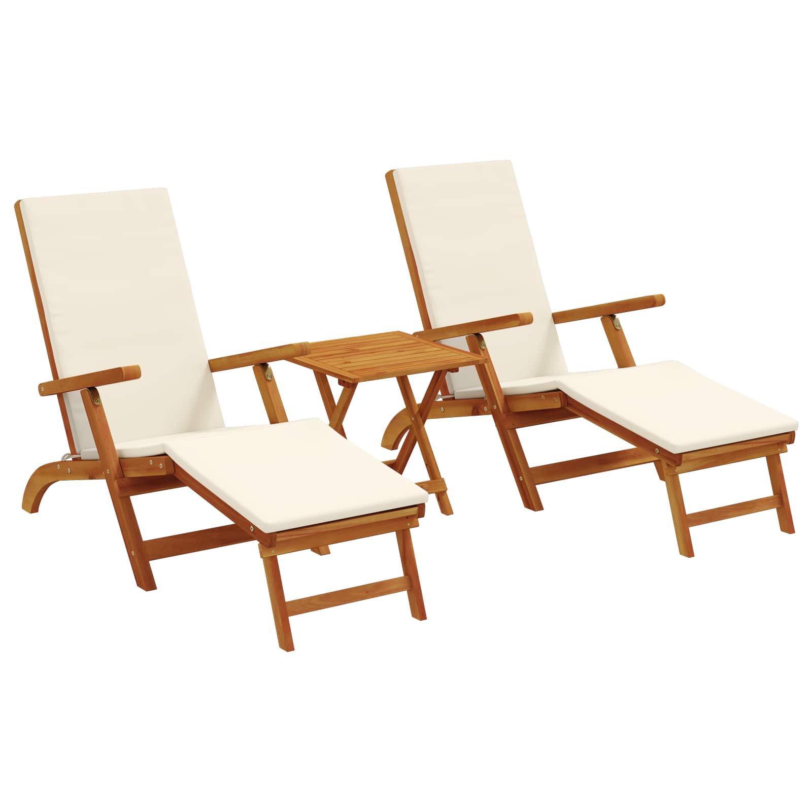 vidaXL Liegestuhl zum Verstellen und Klappen 3 pcs Cremeweiß