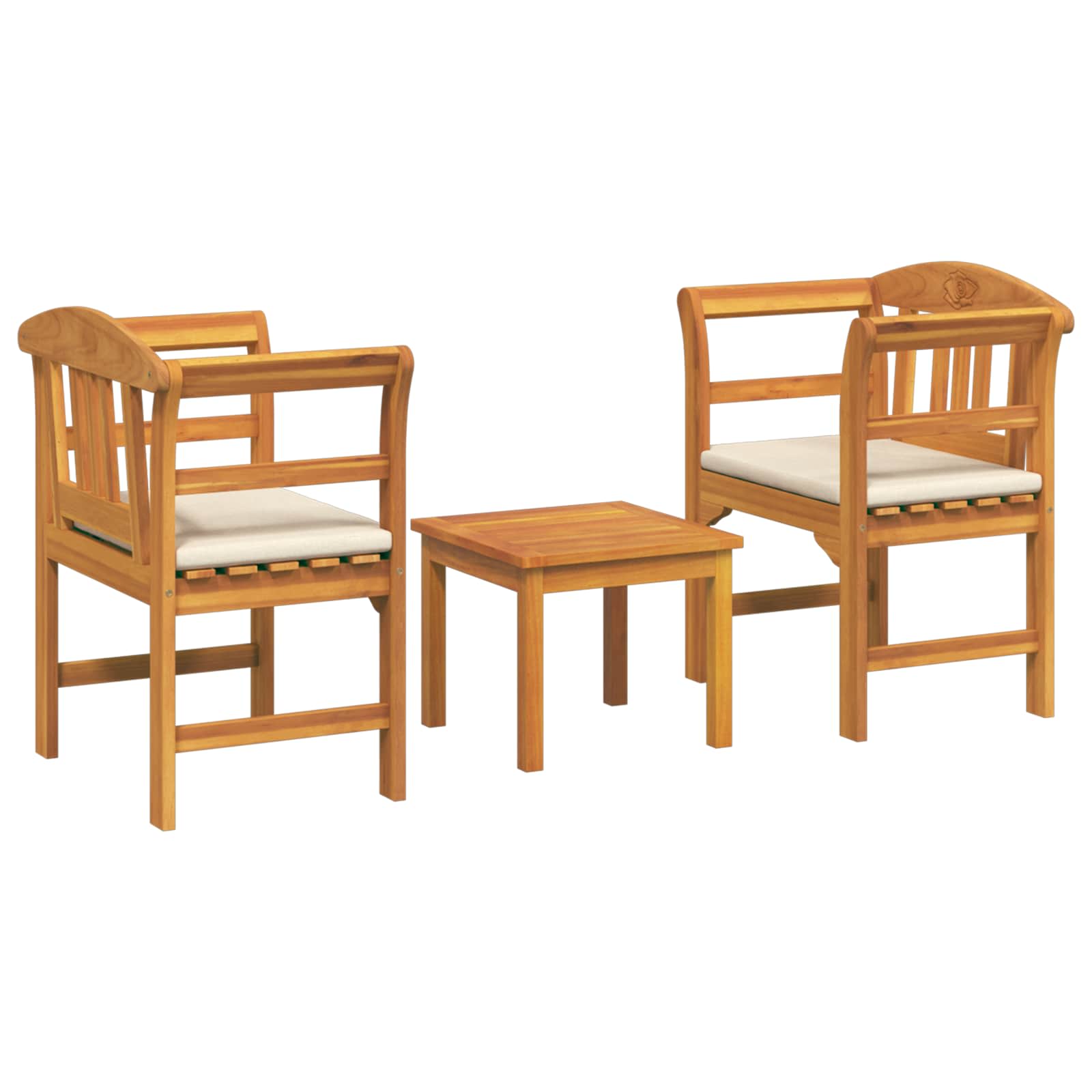 vidaXL Gartenrosen-Lounge-Set mit Kissen 3 pcs Massivholz Akazie