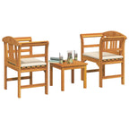 vidaXL Gartenrosen-Lounge-Set mit Kissen 3 pcs Massivholz Akazie