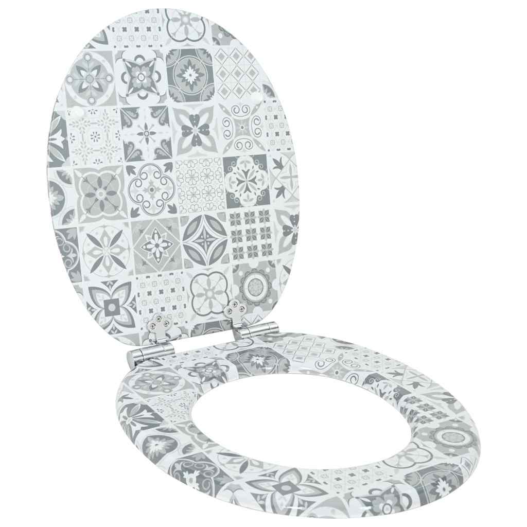 vidaXL Soft-Close Toilettensitz Blau und Weiß Porzellan 44 x 38 cm