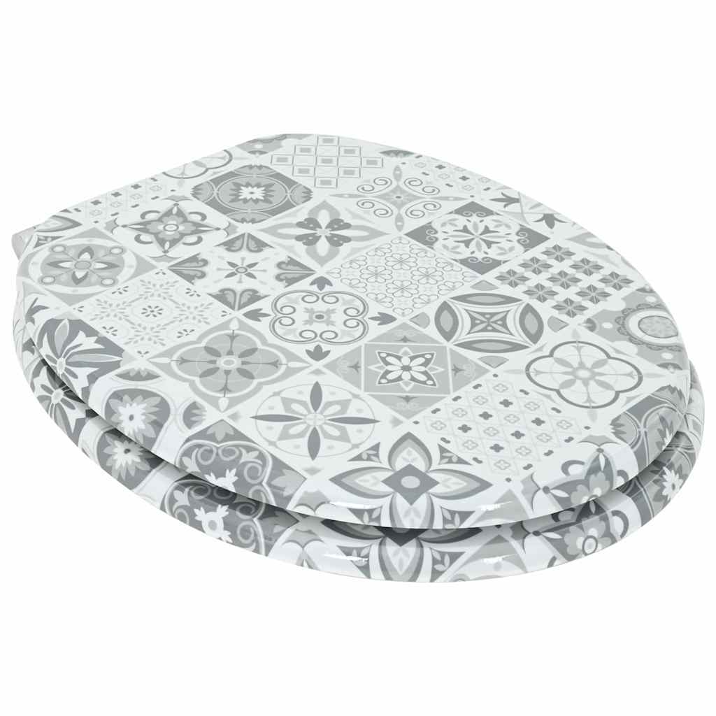 vidaXL Soft-Close Toilettensitz Blau und Weiß Porzellan 44 x 38 cm
