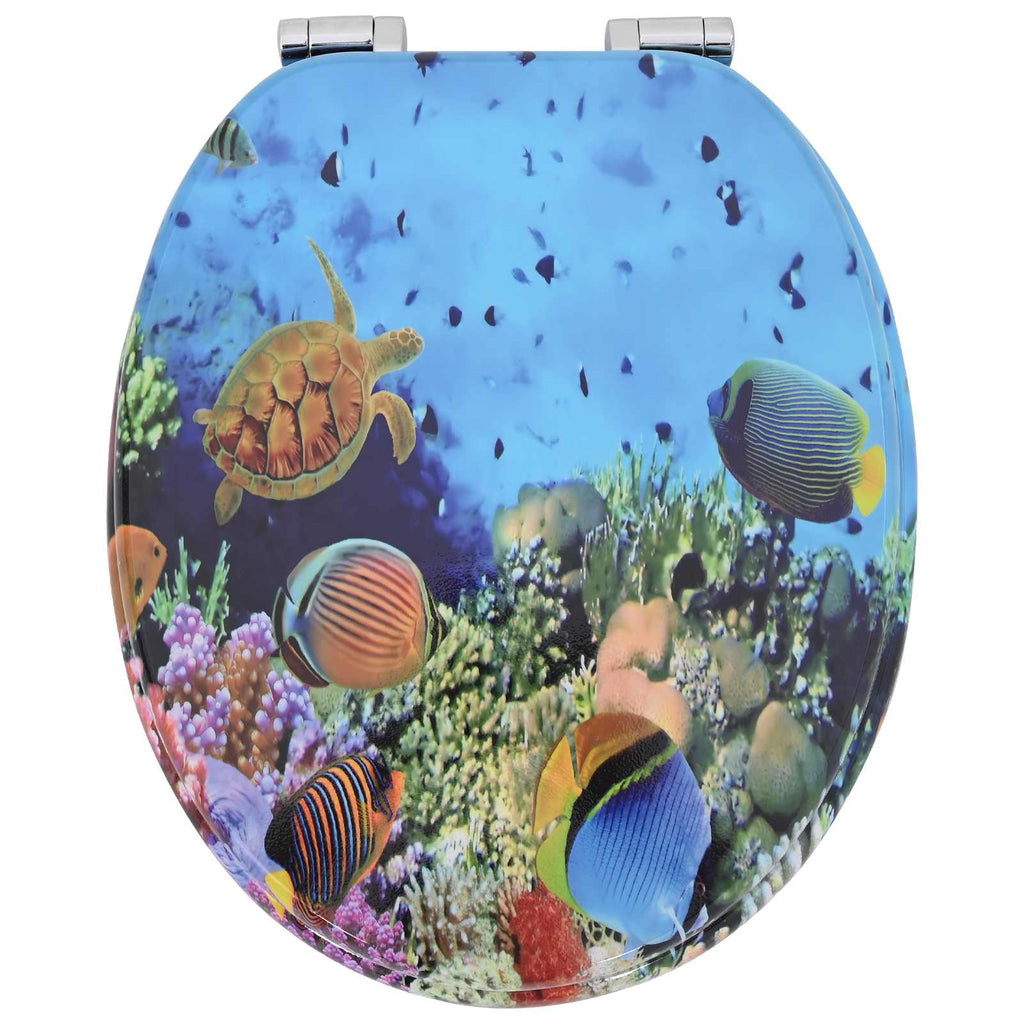 vidaXL Soft-Close Toilettensitz Tiefes Meeresblau 44 x 38 cm