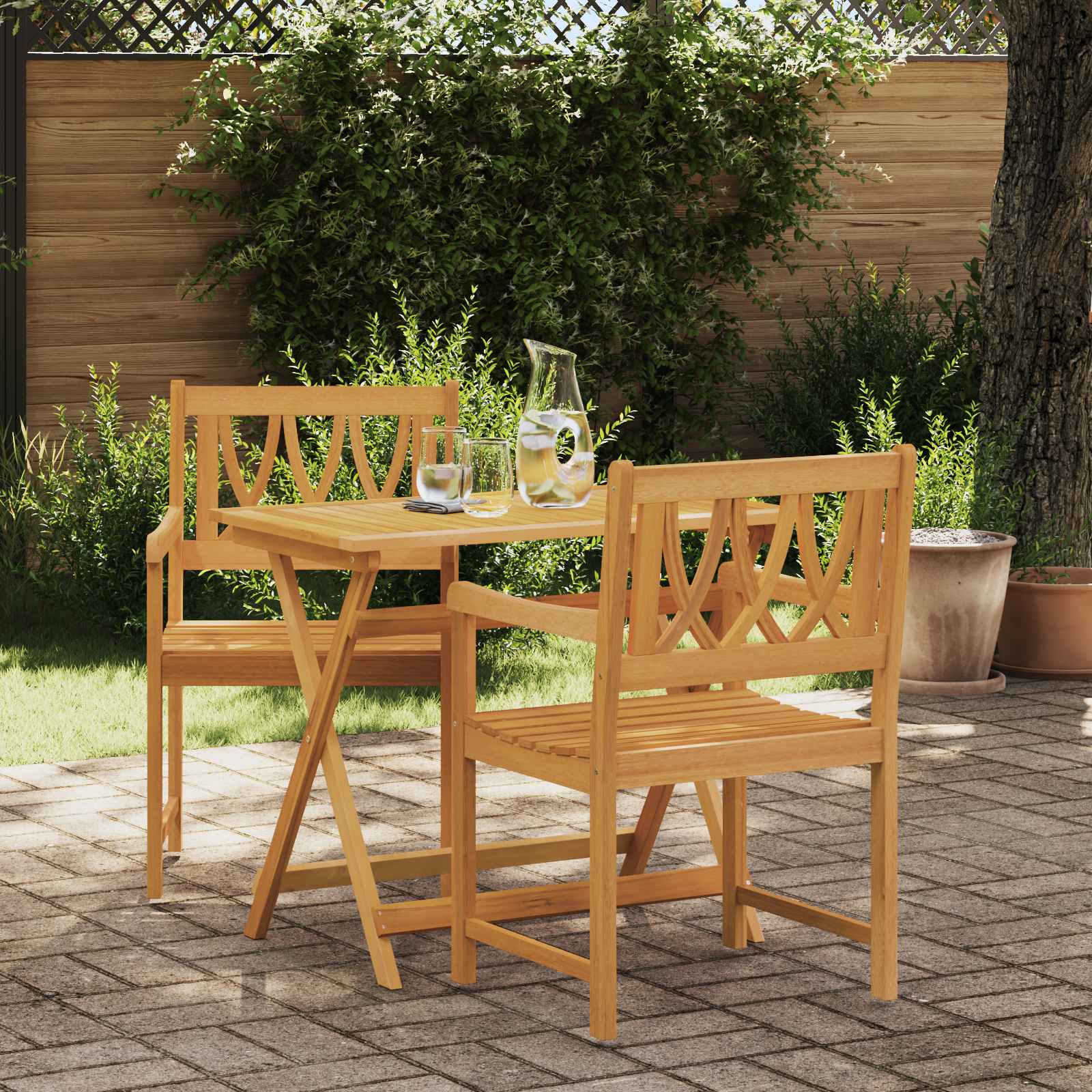 vidaXL Gartenstühle 2 pcs Natur Massives Akazienholz
