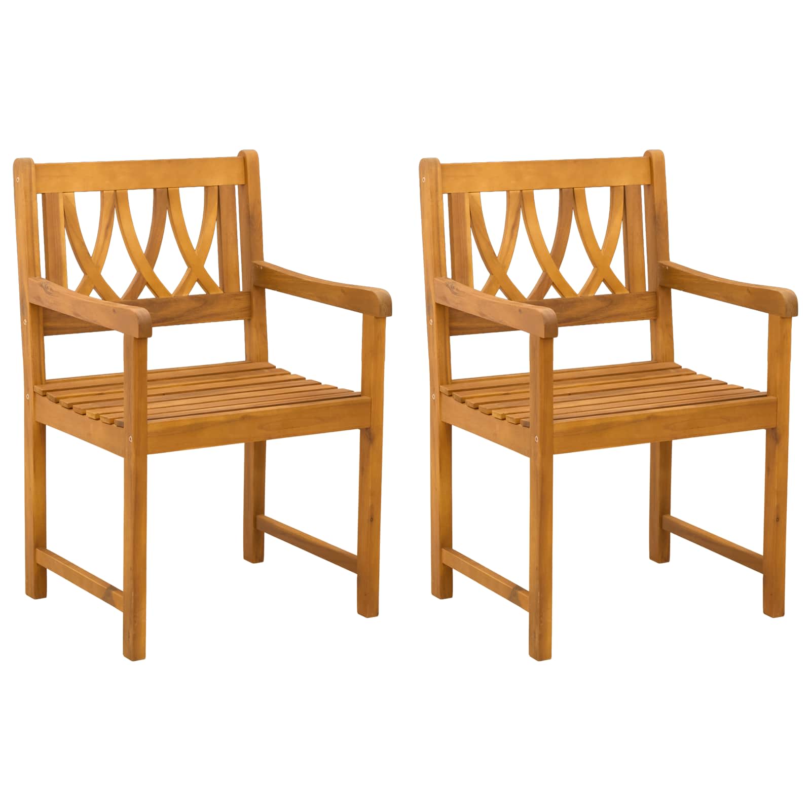 vidaXL Gartenstühle 2 pcs Natur Massives Akazienholz