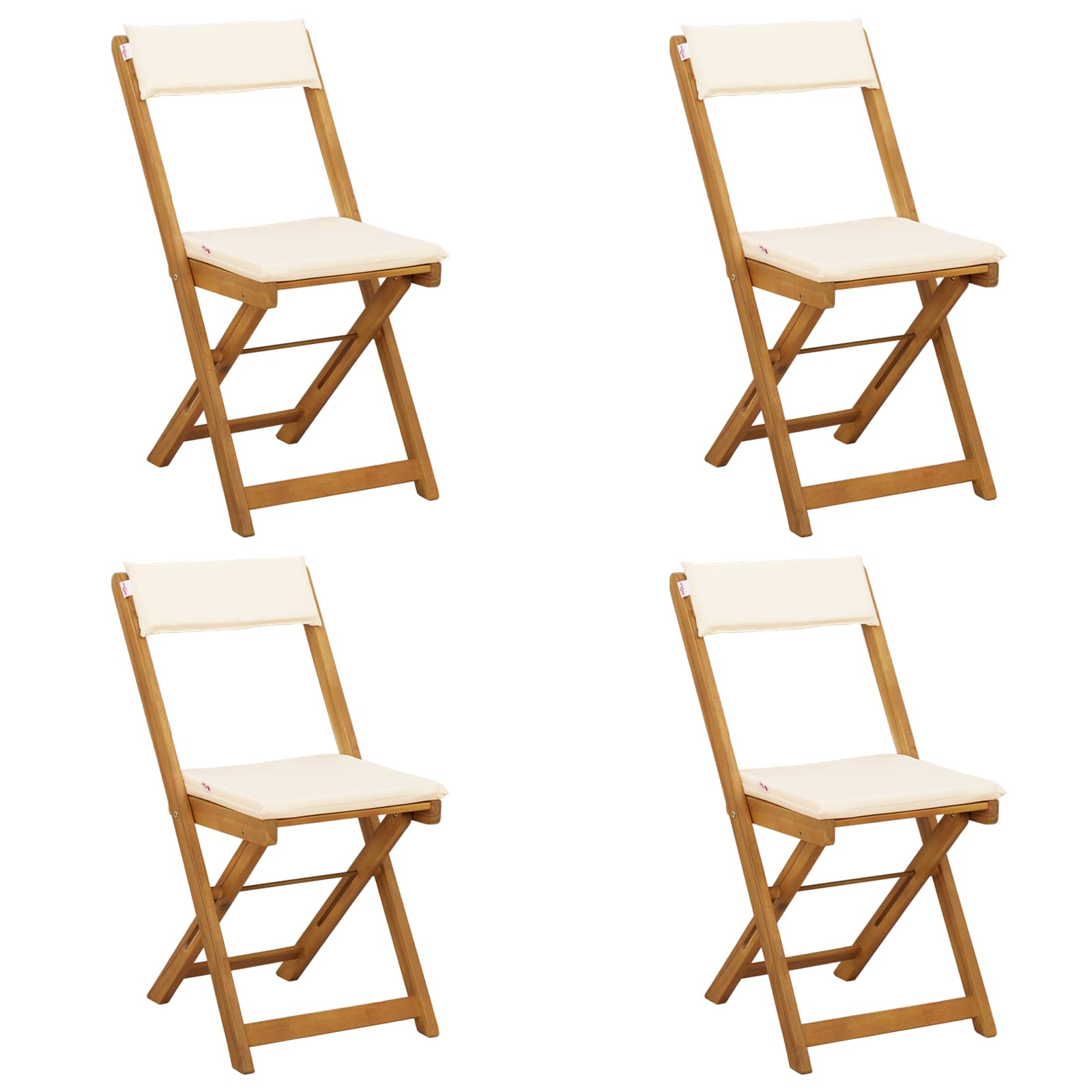 vidaXL Außen Bistro-Stühle 4 pcs Cremeweiß 40 x 53 x 80 cm