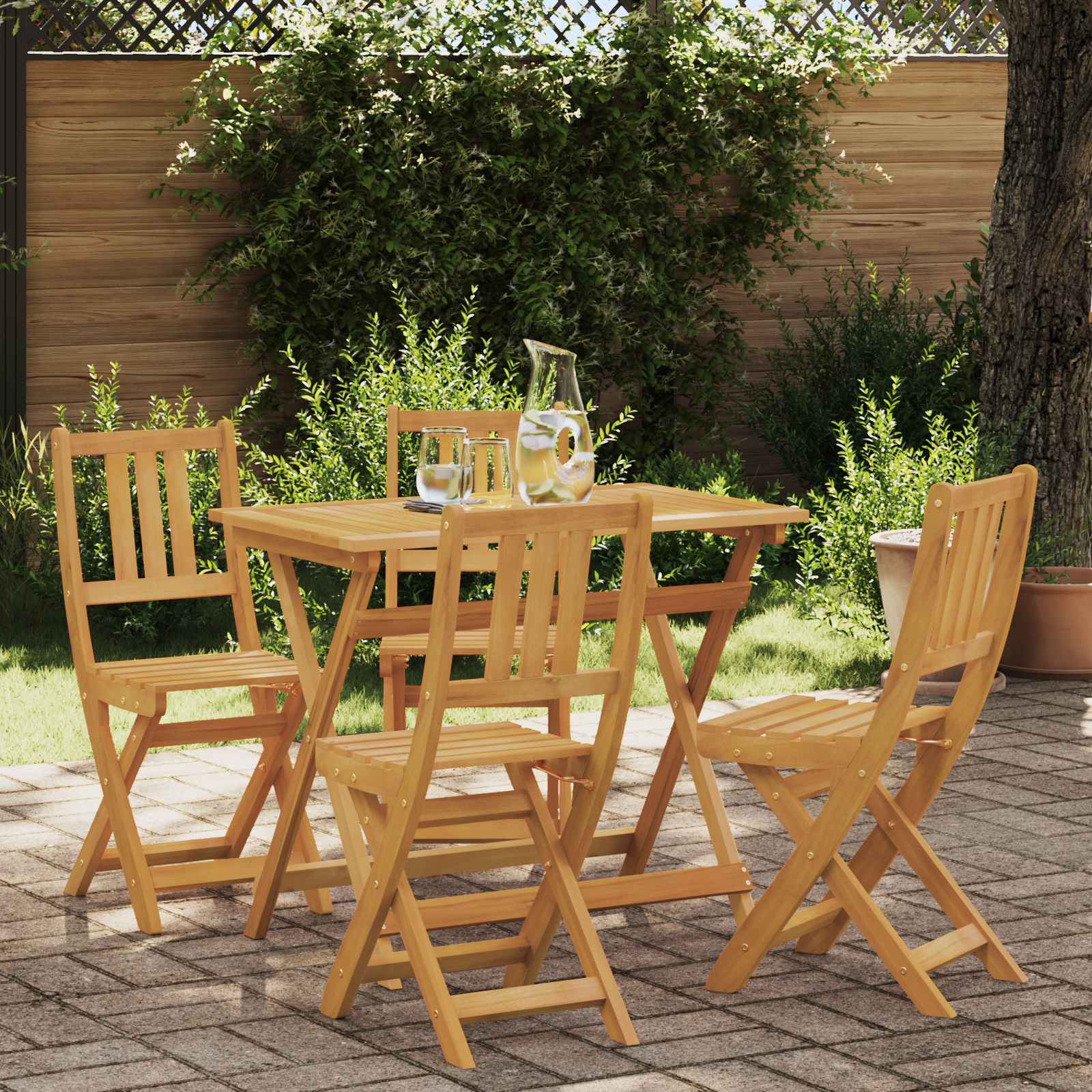 vidaXL Außen Bistro-Stühle mit Kissen 4 pcs Natur 40 x 42 x 85 cm