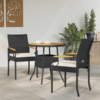 vidaXL Gartenstühle 2 pcs Schwarz und Cremeweiß Poly-Rattan und Akazie