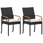 vidaXL Gartenstühle 2 pcs Schwarz und Cremeweiß Poly-Rattan und Akazie