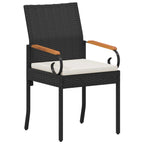 vidaXL Gartenstühle 2 pcs Schwarz und Cremeweiß Poly-Rattan und Akazie