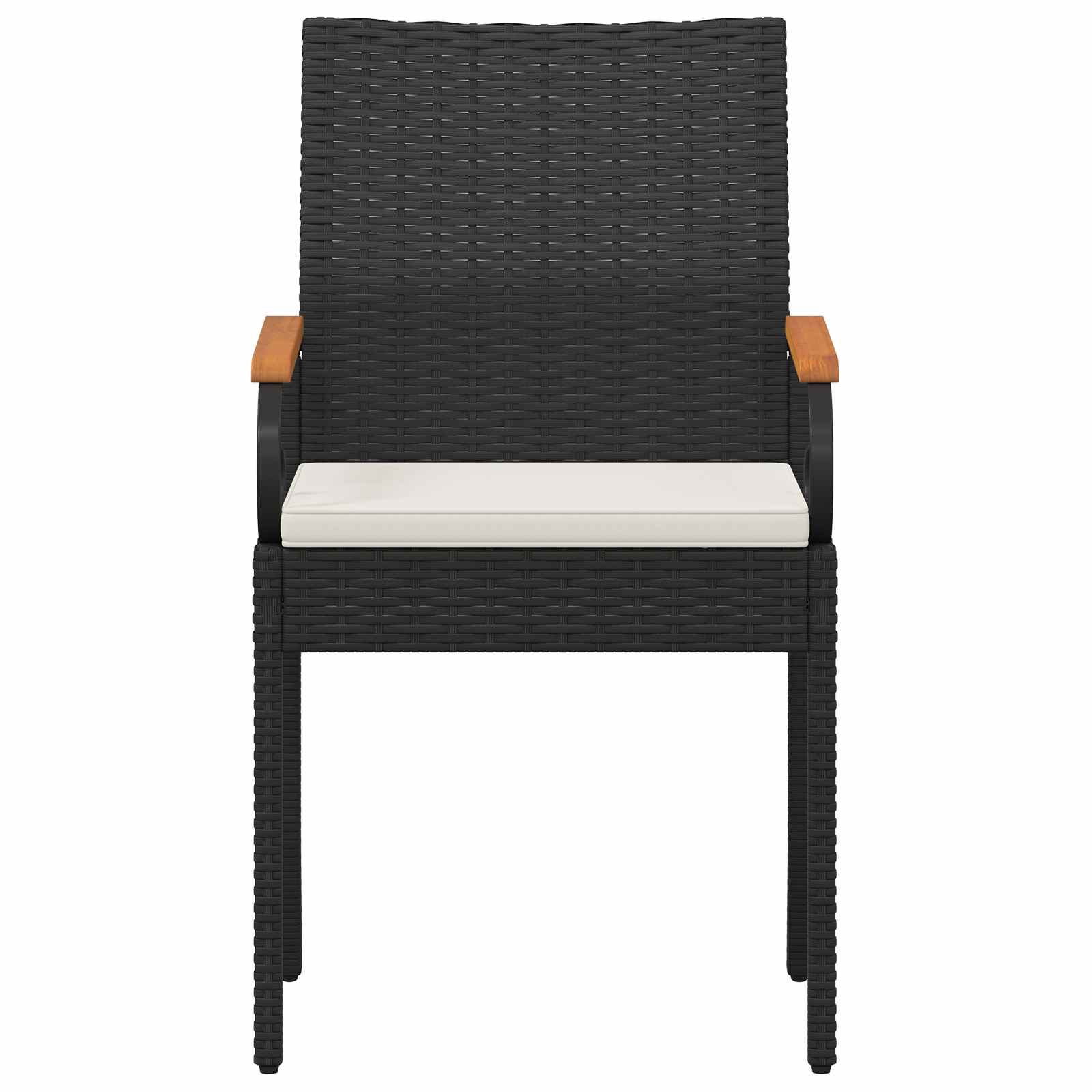vidaXL Gartenstühle 2 pcs Schwarz und Cremeweiß Poly-Rattan und Akazie