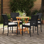 vidaXL Gartenstühle 4 pcs Schwarz und Cremeweiß Poly-Rattan und Akazie