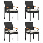 vidaXL Gartenstühle 4 pcs Schwarz und Cremeweiß Poly-Rattan und Akazie