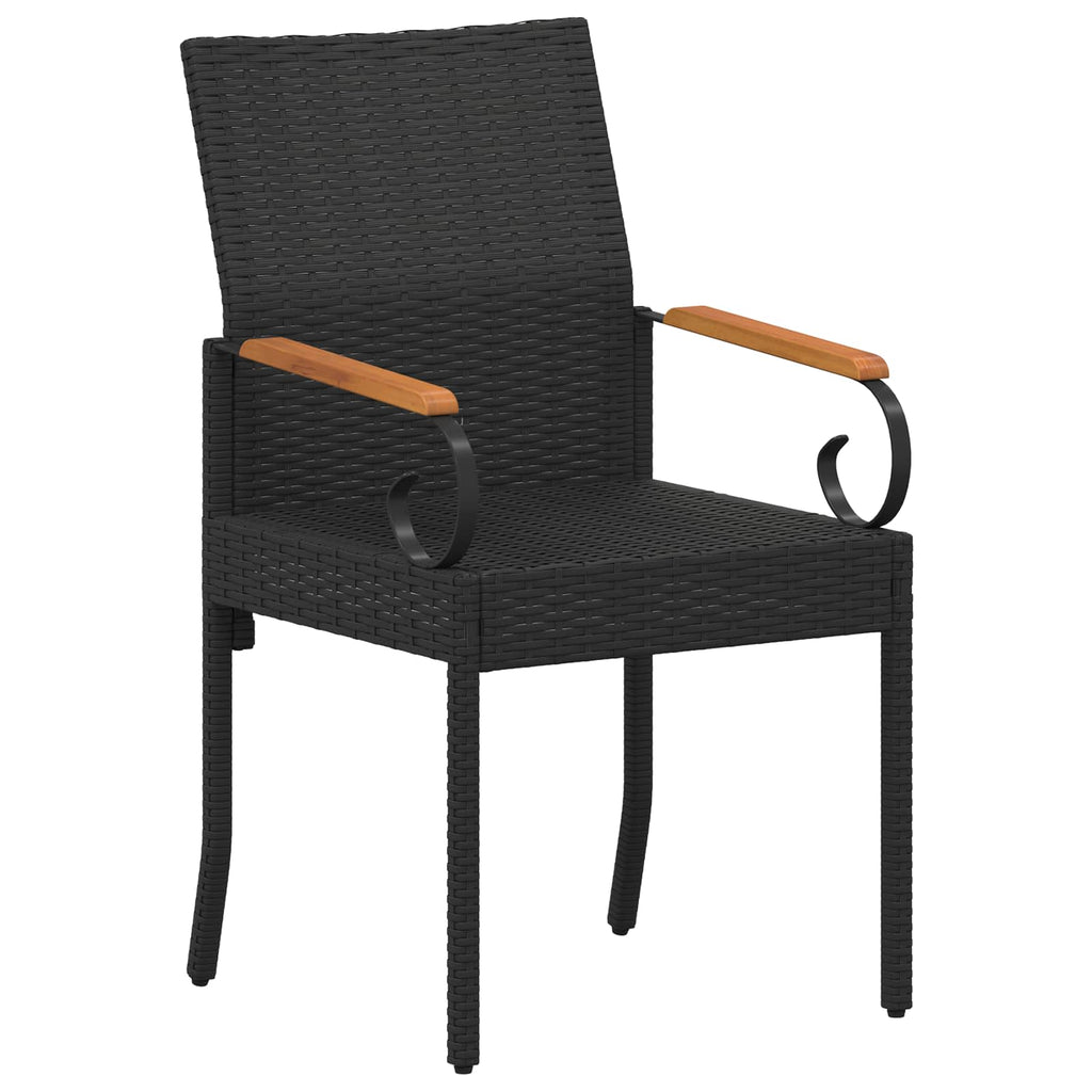 vidaXL Gartenstühle 4 pcs Schwarz und Cremeweiß Poly-Rattan und Akazie