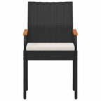 vidaXL Gartenstühle 4 pcs Schwarz und Cremeweiß Poly-Rattan und Akazie