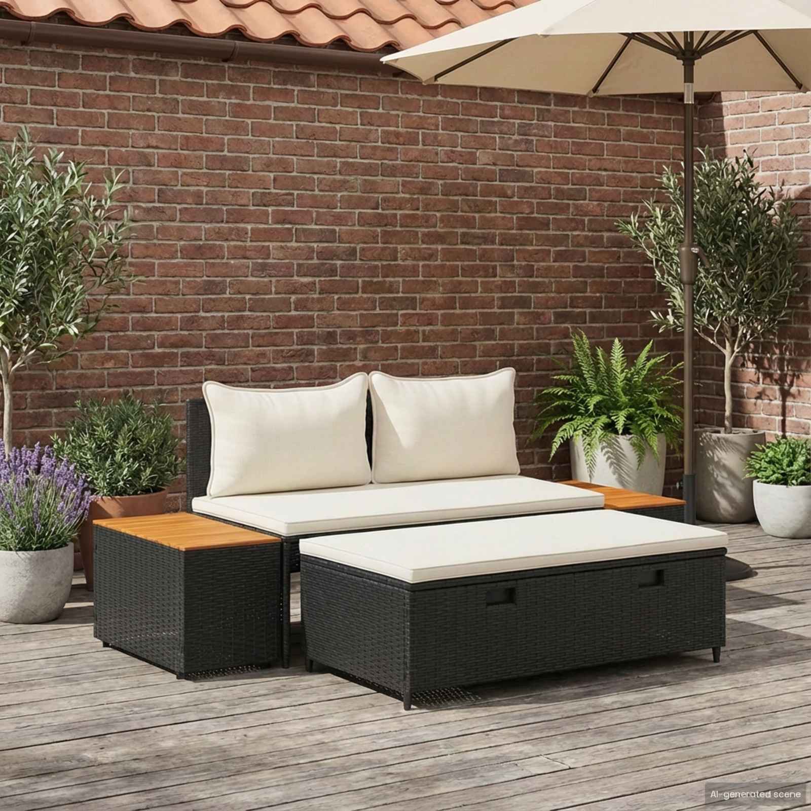 vidaXL Outdoor-Sofagarnitur 4 -Seater 4 pcs 55 x 30 x 39 cm