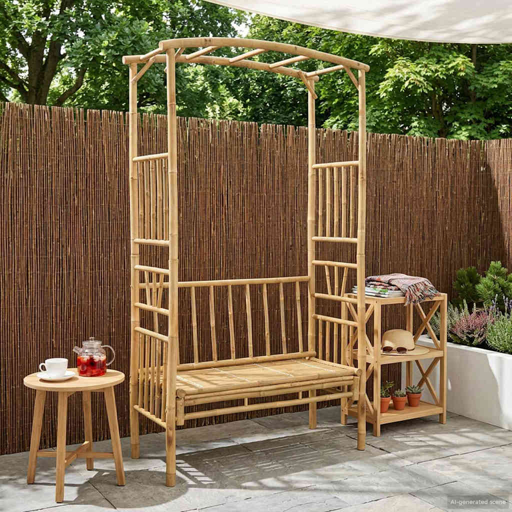 vidaXL Gartenbogen mit Bank Natur 115 x 50 x 205 cm Bambus