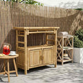 vidaXL Konsolentisch mit Regal mit Tür Natur 80 x 35 x 75 cm Bambus