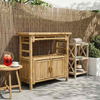 vidaXL Konsolentisch mit Regal mit Tür Natur 80 x 35 x 75 cm Bambus
