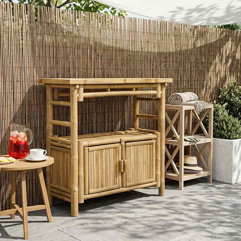 vidaXL Konsolentisch mit Regal mit Tür Natur 80 x 35 x 75 cm Bambus