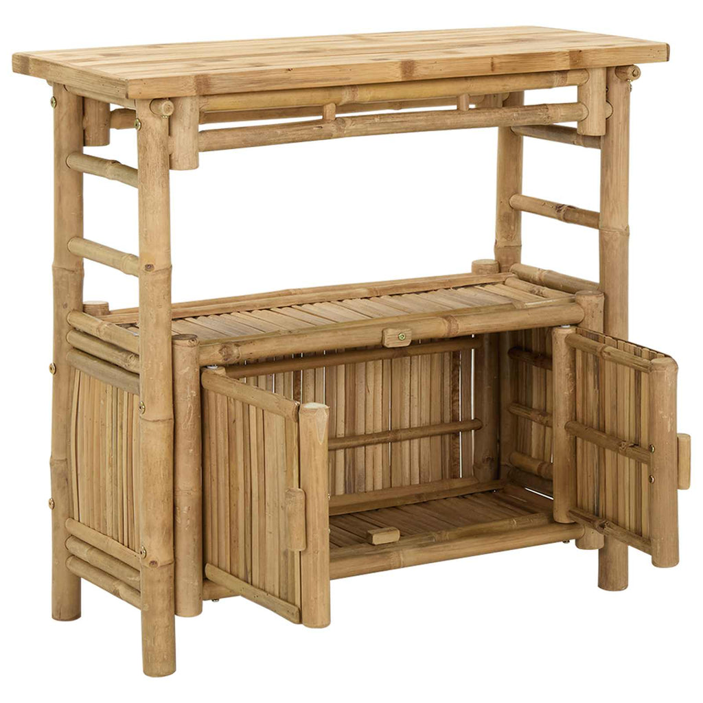 vidaXL Konsolentisch mit Regal mit Tür Natur 80 x 35 x 75 cm Bambus
