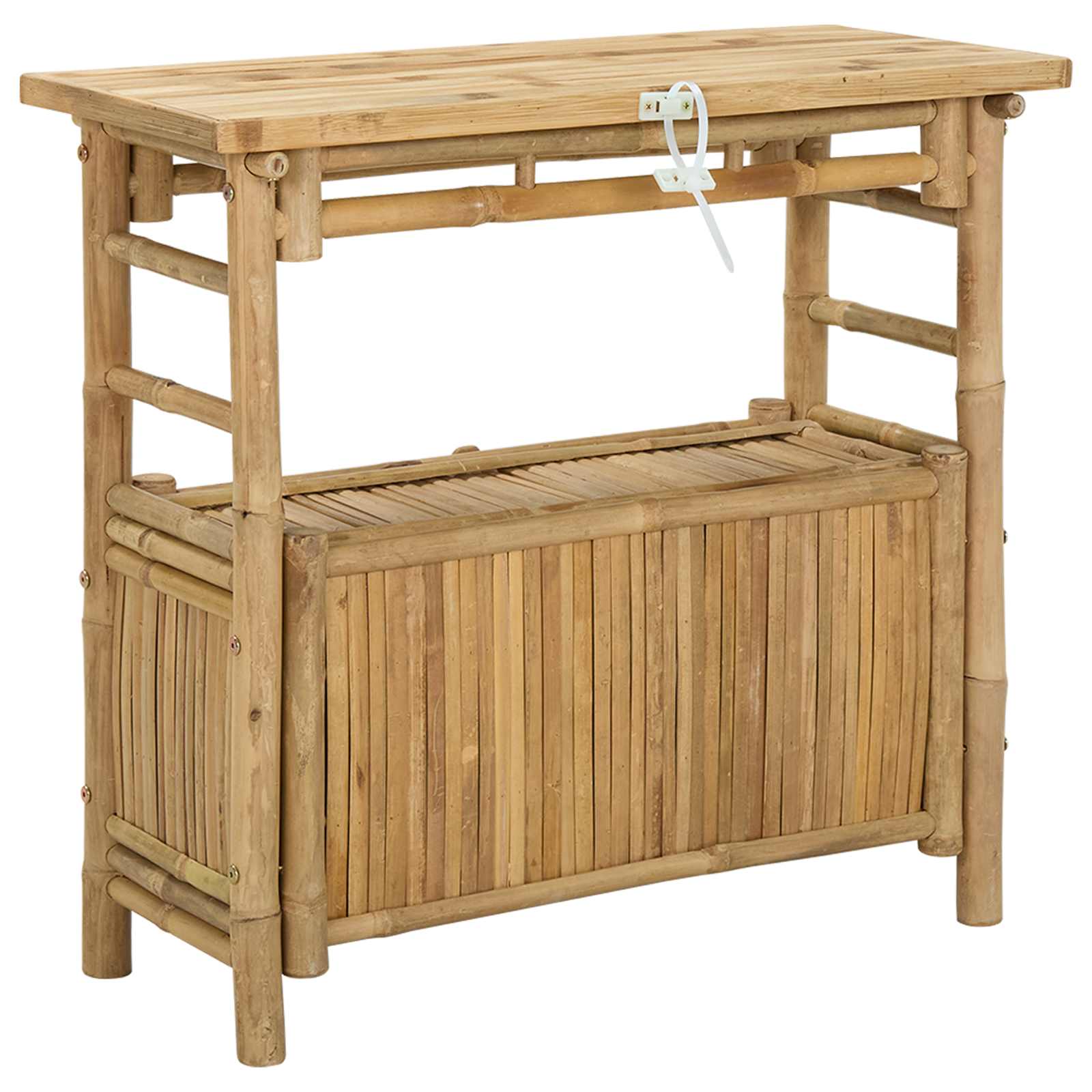 vidaXL Konsolentisch mit Regal mit Tür Natur 80 x 35 x 75 cm Bambus