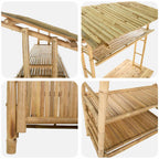 vidaXL Outdoor Bartisch mit Speicher Natur 110 x 50 x 210 cm Bambus
