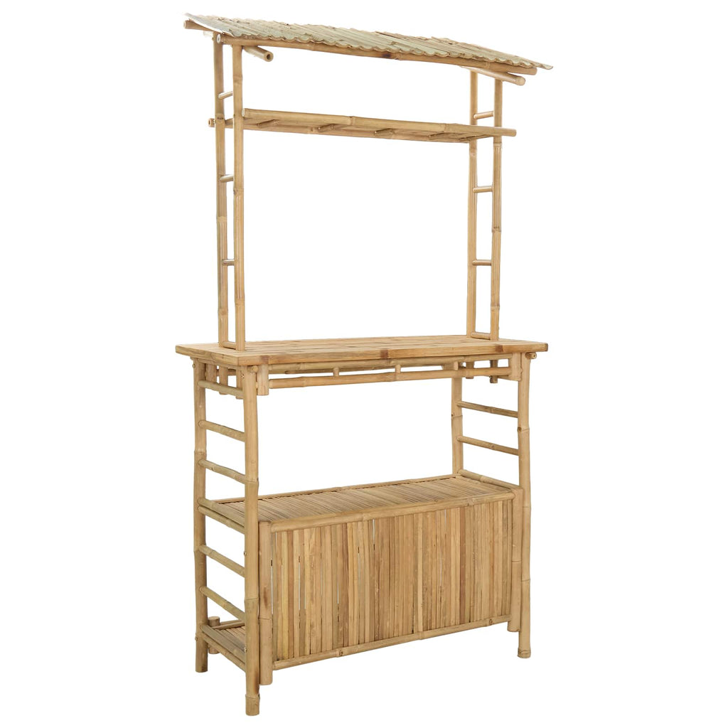 vidaXL Outdoor Bartisch mit Speicher Natur 110 x 50 x 210 cm Bambus