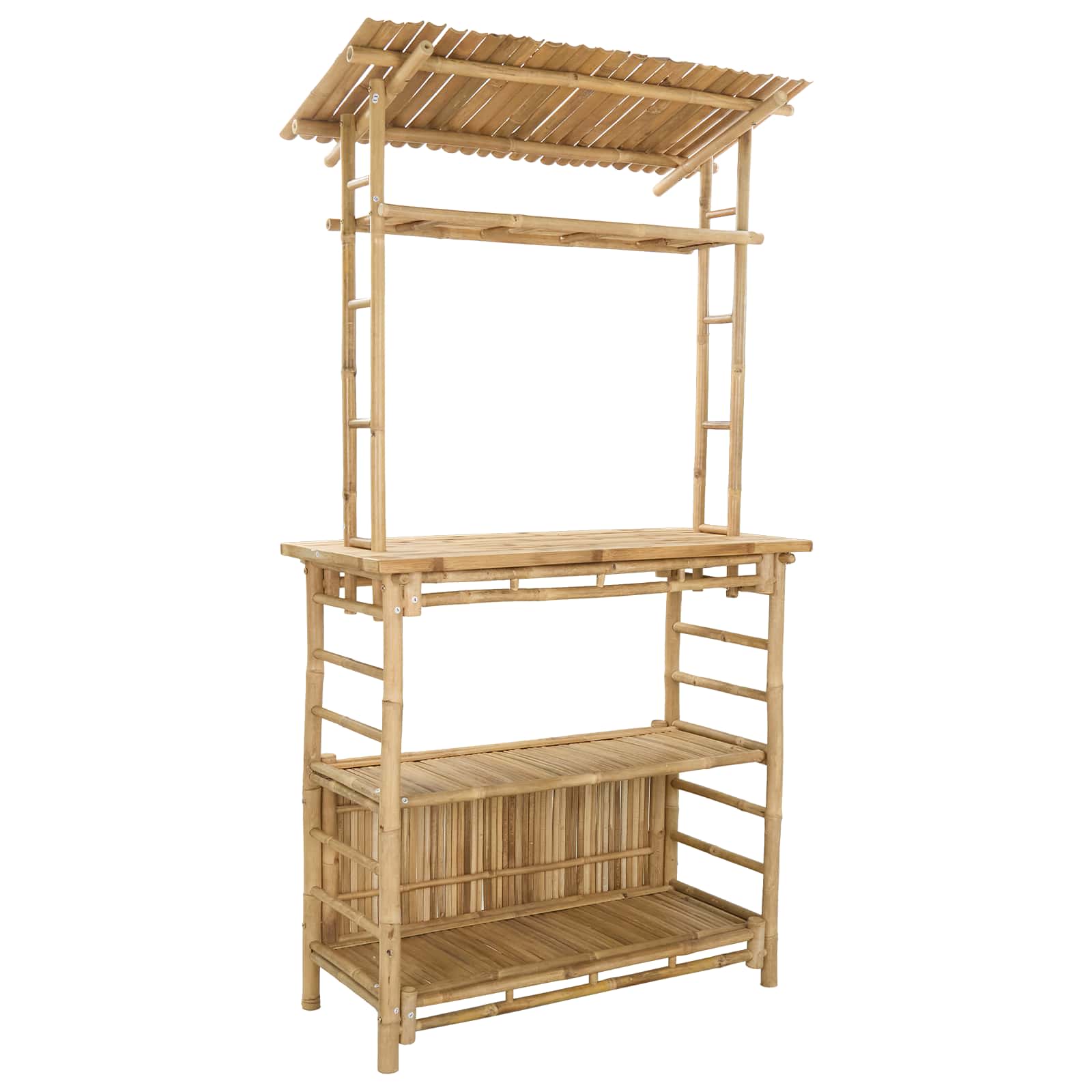 vidaXL Outdoor Bartisch mit Speicher Natur 110 x 50 x 210 cm Bambus