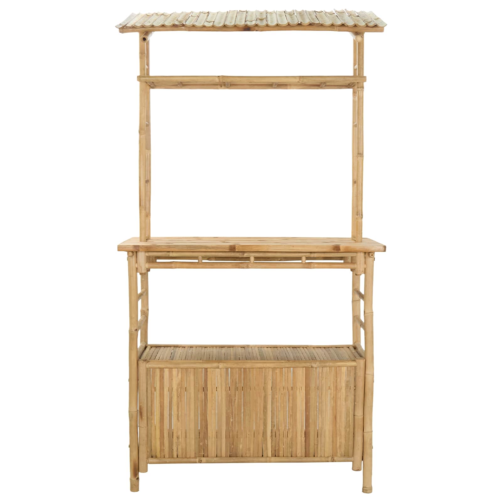 vidaXL Outdoor Bartisch mit Speicher Natur 110 x 50 x 210 cm Bambus