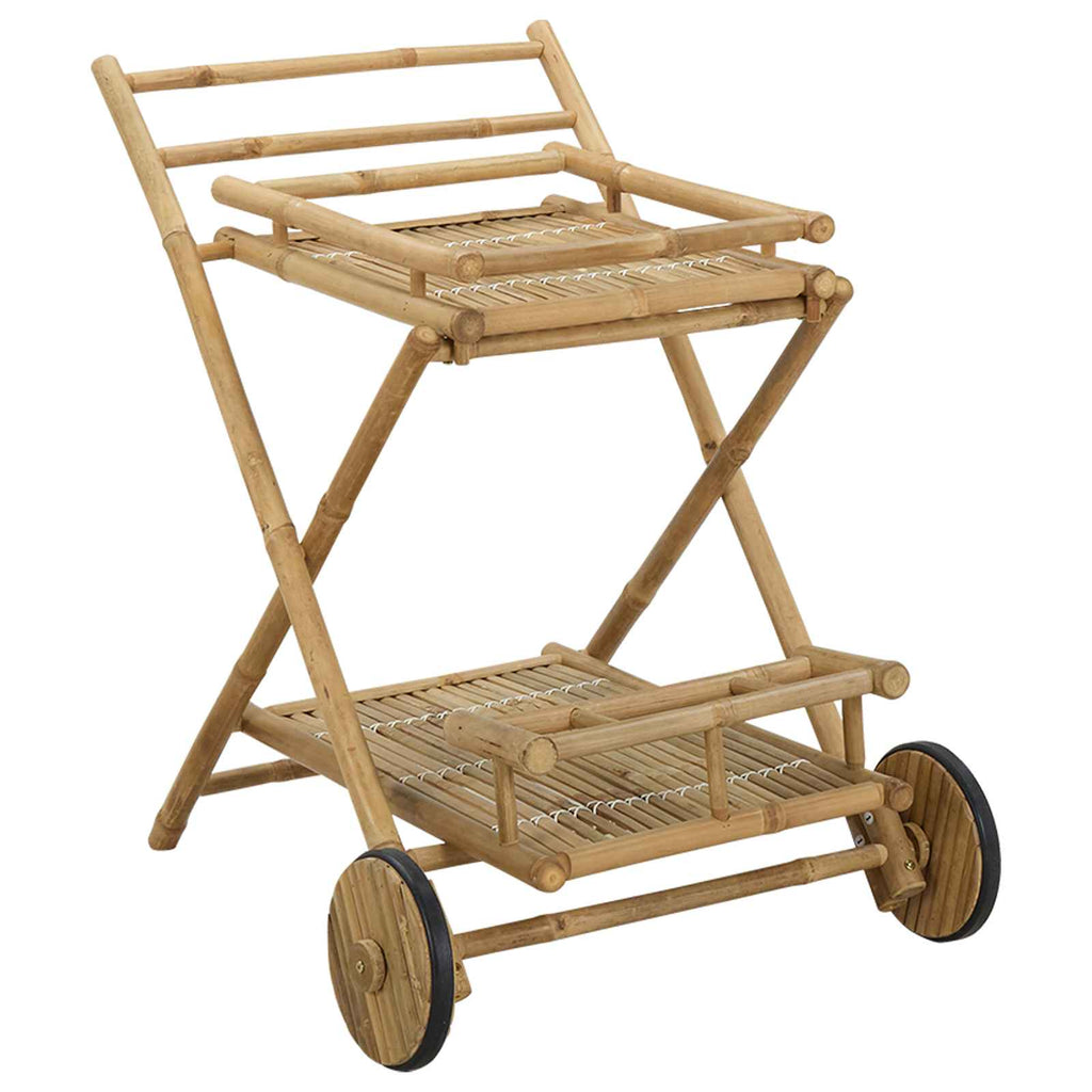 vidaXL Teewagen mit Rädern Natur 79 x 67,5 x 84 cm Bambus