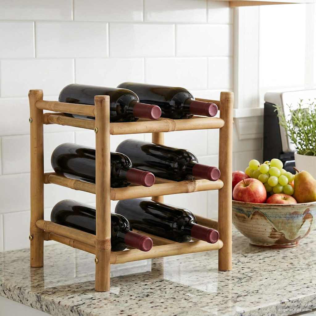 vidaXL Weinregal Natur 32,5 x 29,5 x 36 cm Bambus