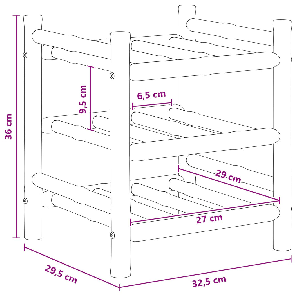 vidaXL Weinregal Natur 32,5 x 29,5 x 36 cm Bambus