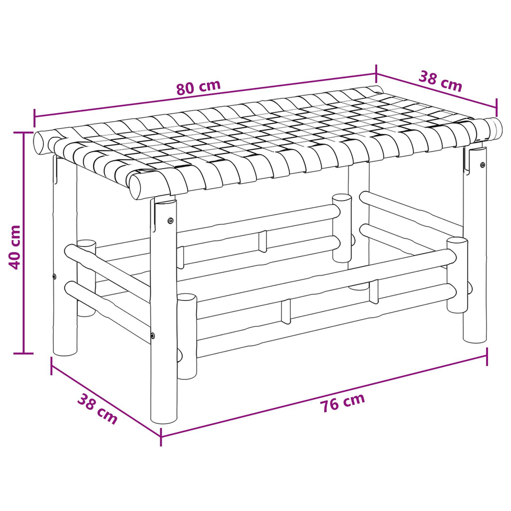 vidaXL Gartenbank 80 x 38 x 40 cm Bambus Natur Rechtwinklig