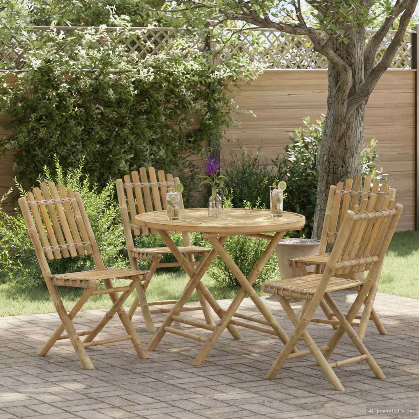 vidaXL Gartenstuhl 4 pcs Natur Bambus