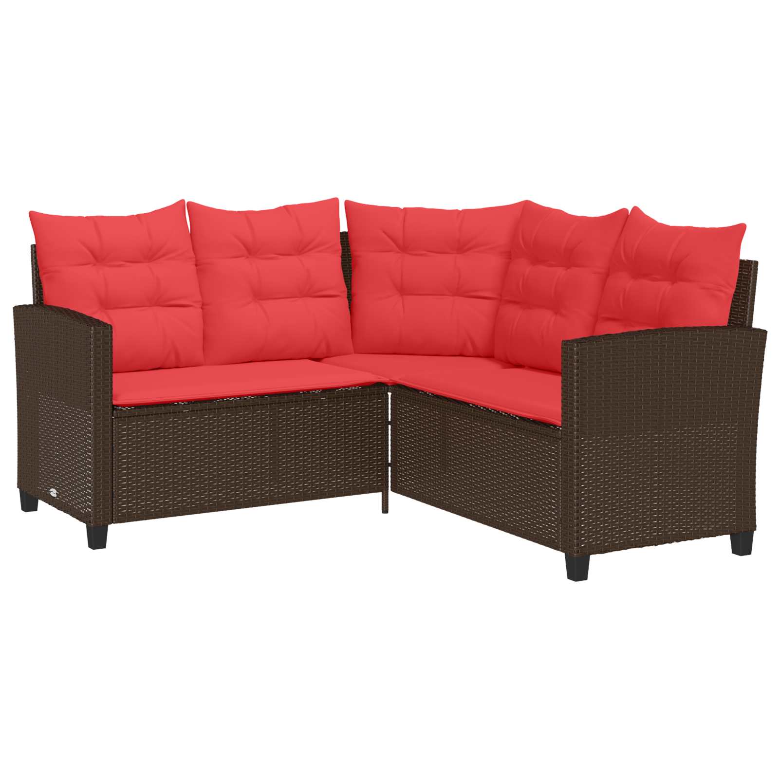 vidaXL Outdoor-Sofagarnitur mit Kissen 2 pcs Braun und Rot Poly-Rattan