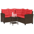vidaXL Outdoor-Sofagarnitur mit Kissen 2 pcs Braun und Rot Poly-Rattan