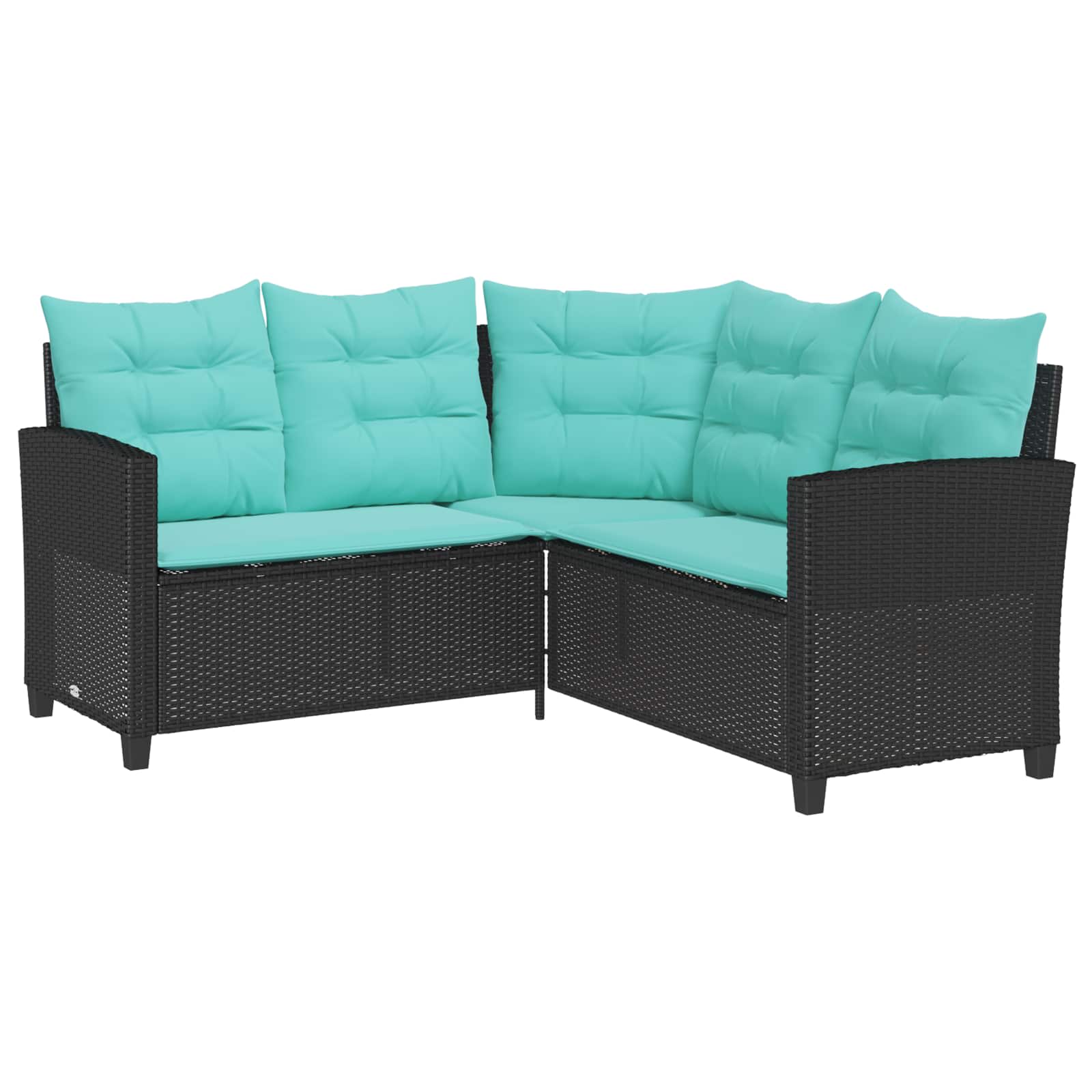 vidaXL Garten-Sofa mit Kissen 2 pcs Schwarz und Türkis Poly Rattan