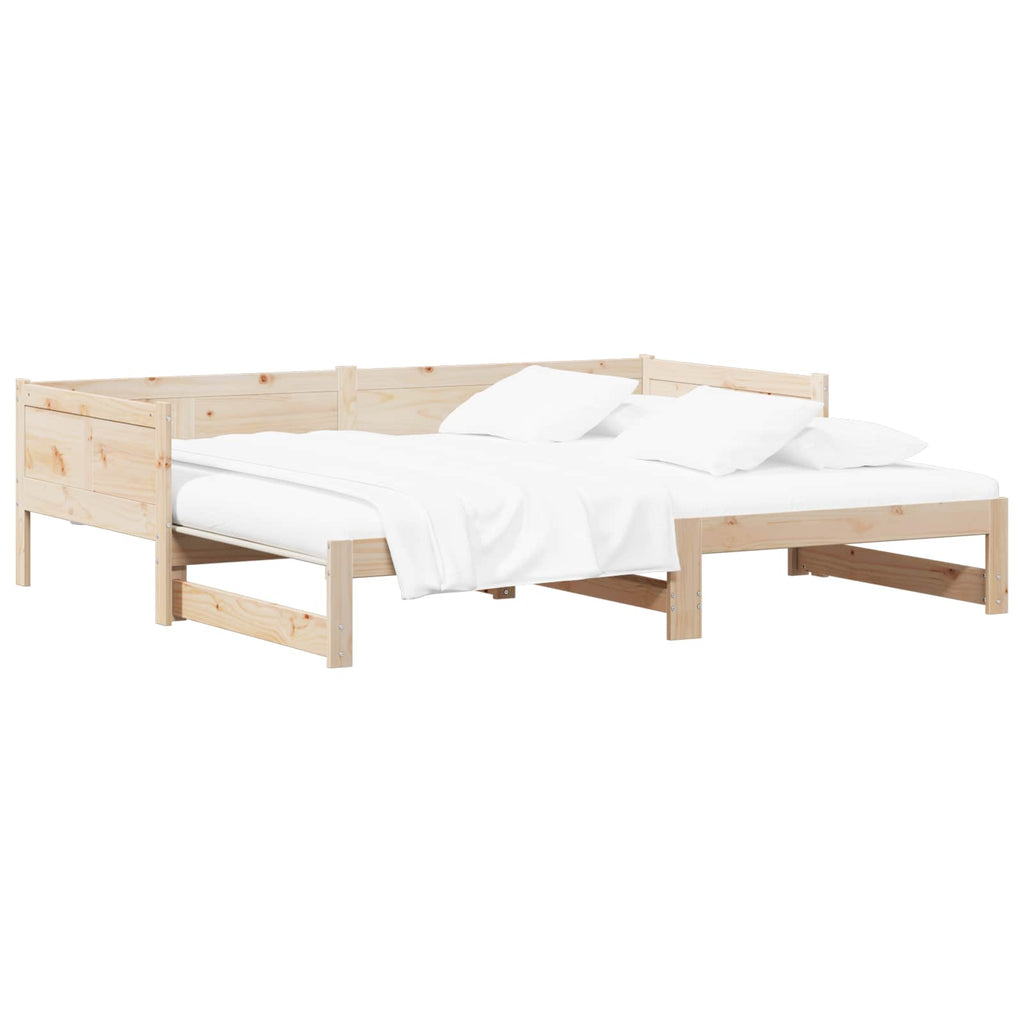 vidaXL Ausziehbares Tagesbett Natur 180 x 200 cm Massives Kiefernholz