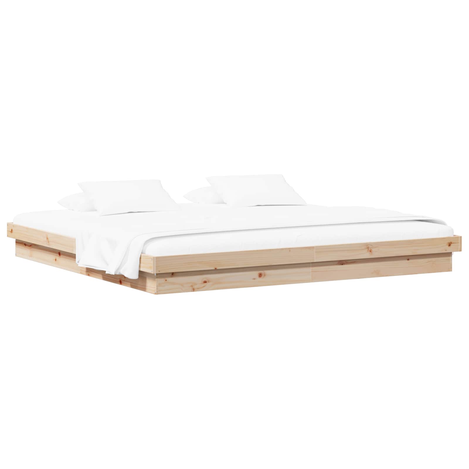 vidaXL Bettrahmen Natur 200 x 200 cm Massives Kiefernholz