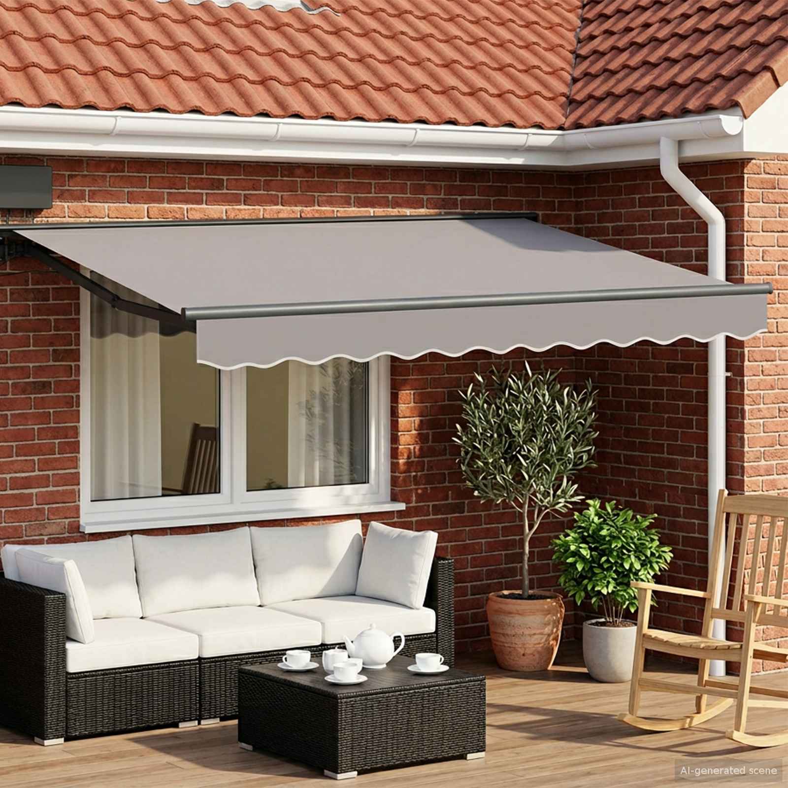 vidaXL Manueller Markisenrahmen mit LEDs Weiß 2,5 x 2 m Aluminium