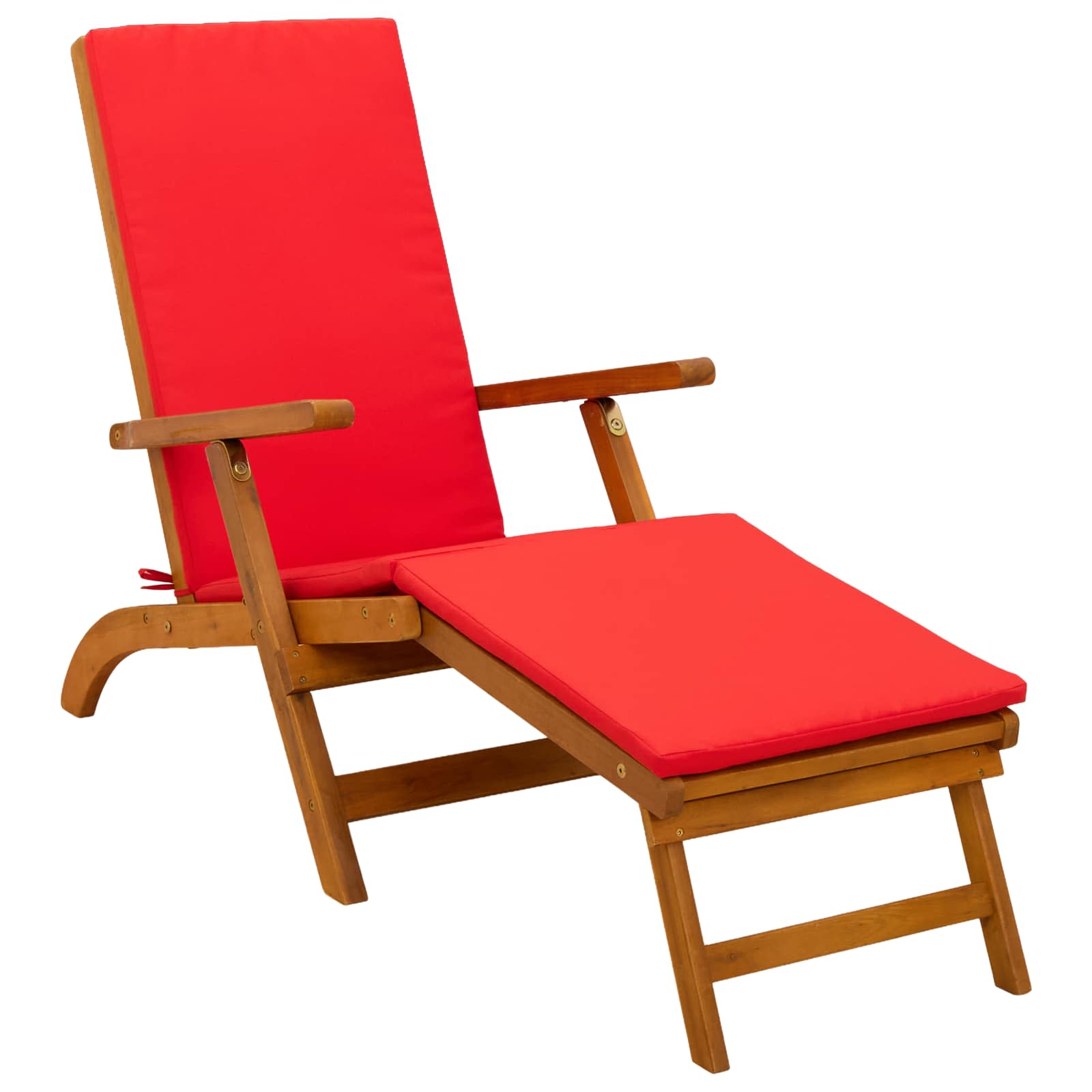 vidaXL Liegestuhl zum Verstellen und Klappen mit Kissen 2 pcs Rot