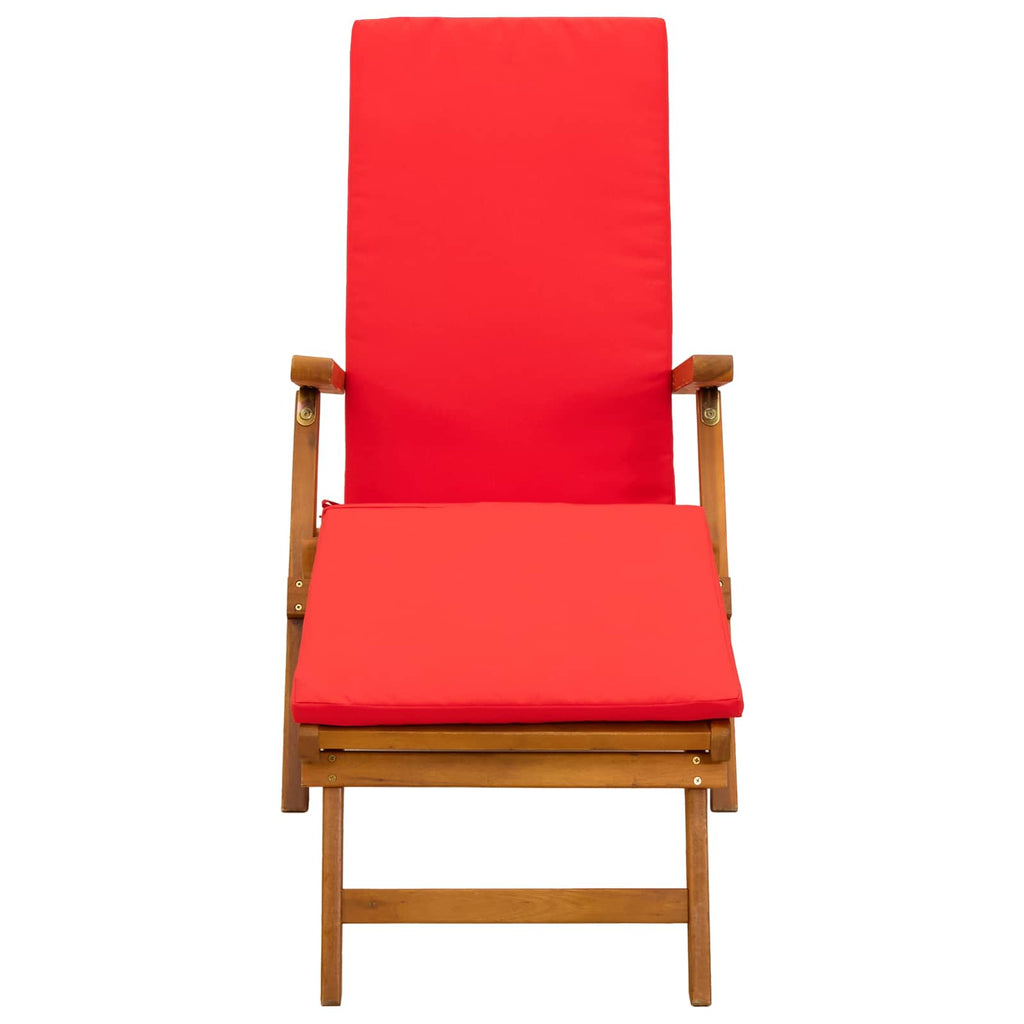 vidaXL Liegestuhl zum Verstellen und Klappen mit Kissen 2 pcs Rot