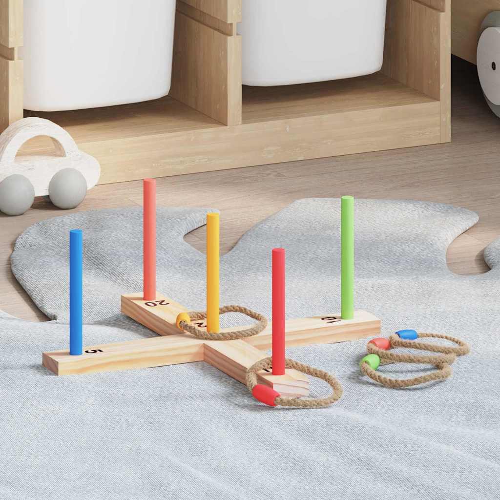 vidaXL Ringwurfspielset Mehrfarbig 41 x 41 x 16 cm Massivholz Kiefer