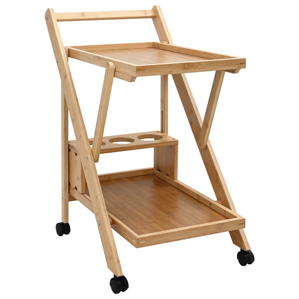 vidaXL Küchenwagen mit Rädern Hellbraun 65 x 40,5 x 76,5 cm Bambus