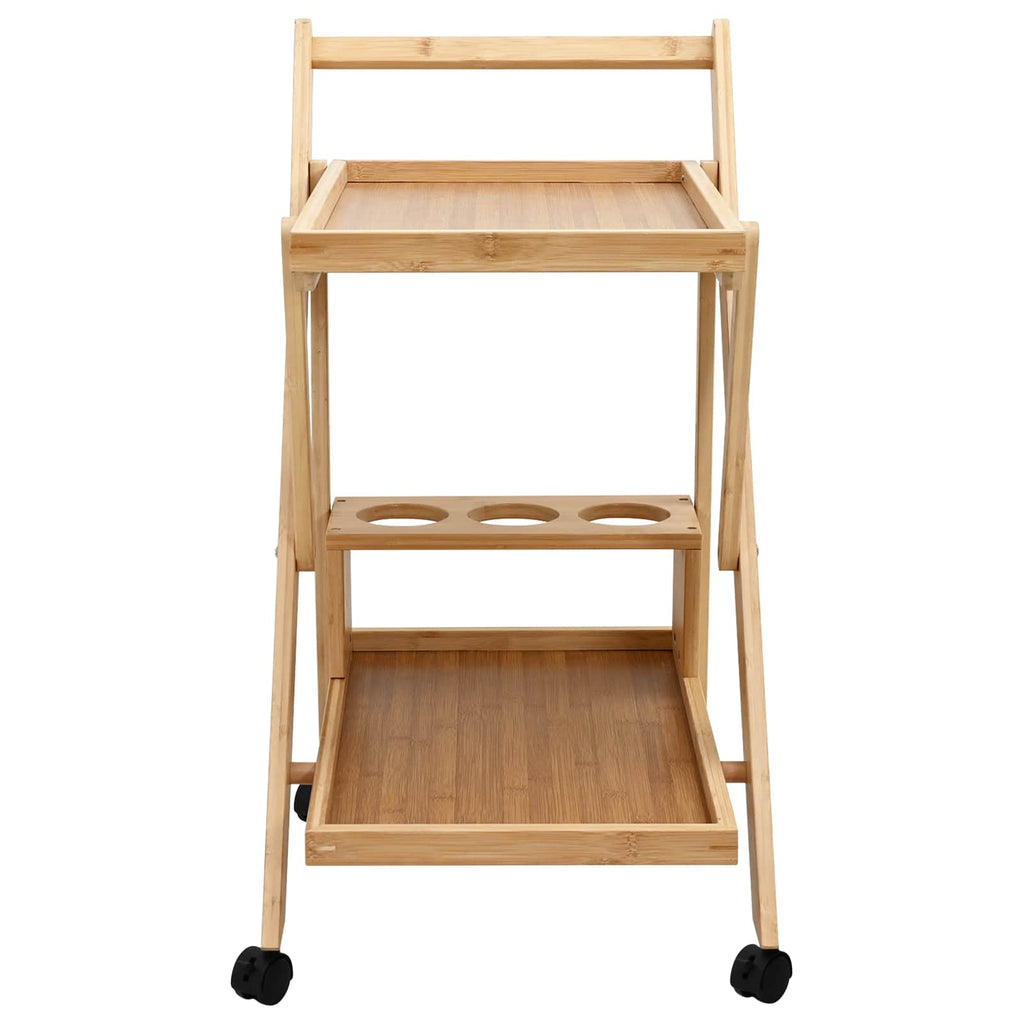 vidaXL Küchenwagen mit Rädern Hellbraun 65 x 40,5 x 76,5 cm Bambus